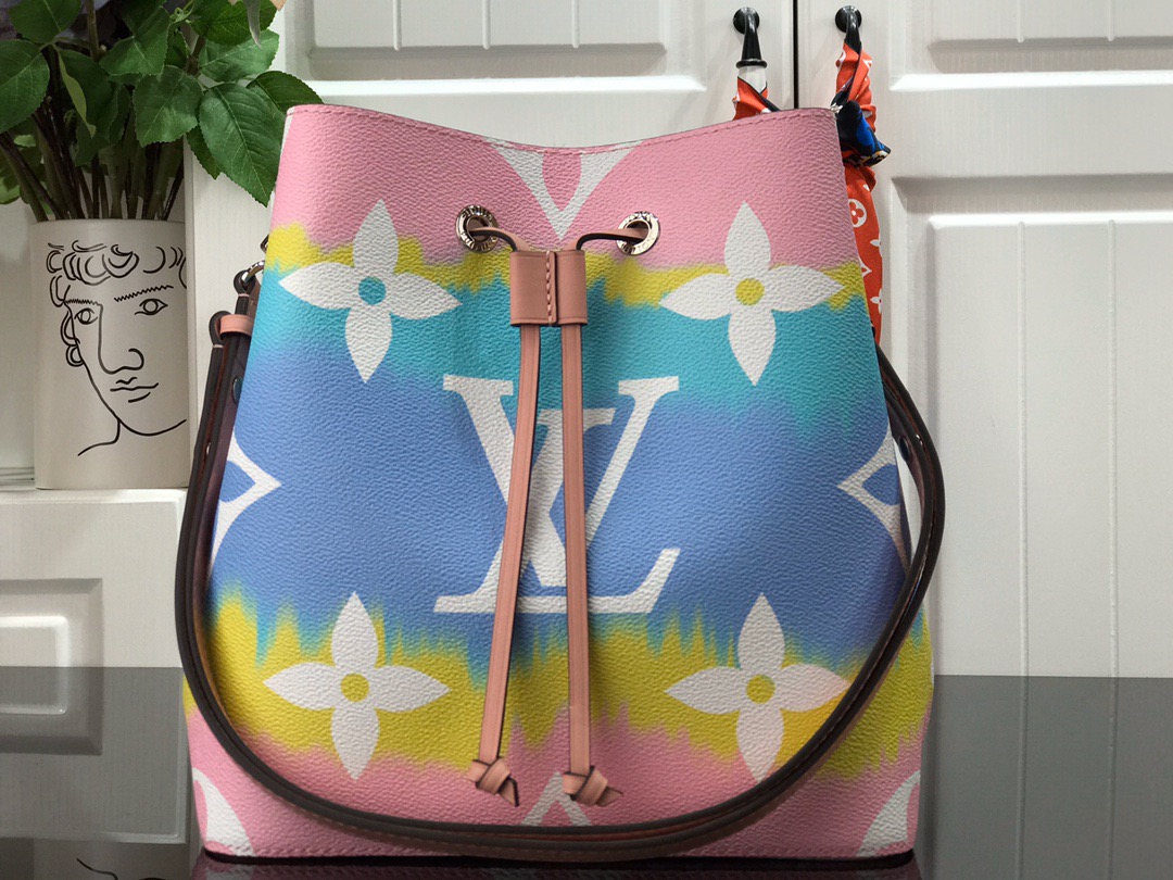 Louis Vuitton 2020 여성용 루이비통 LV 에스칼 네오노에 MM 버킷 핑크,블루