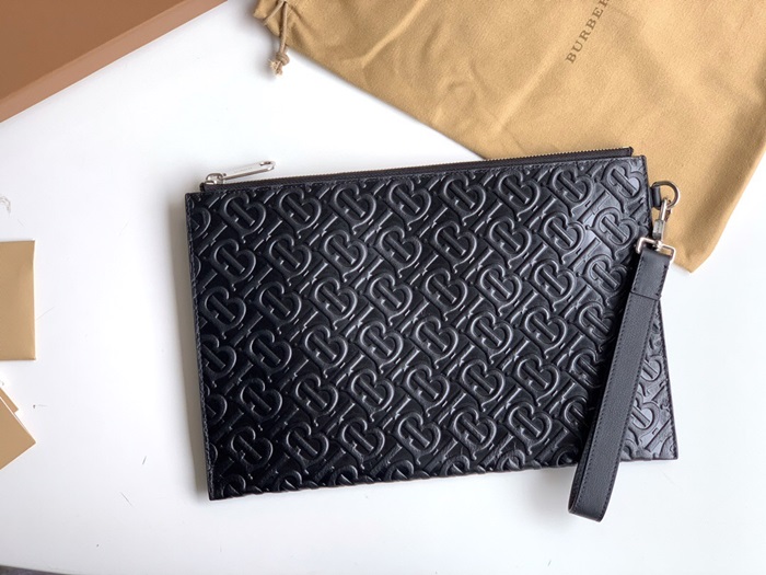 Burberry 2020 TB Leather Clutch Bag , 30cm - 버버리 2020 남여공용 TB 레더 클러치백 ,BURB0413,30cm,블랙